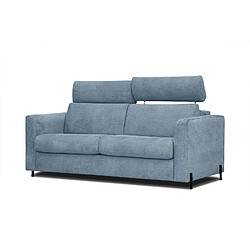 Courtois Laville Canapé droit convertible 3 places tissu bleu jeans - MEZO