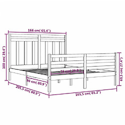 vidaXL Cadre de lit sans matelas 160x200 cm bois massif pas cher