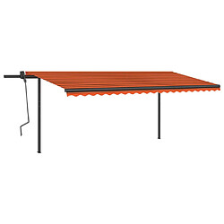 vidaXL Auvent manuel rétractable avec poteaux 5x3 m Orange et marron