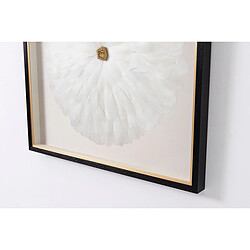 Avis Pegane Tableau vitrine,avec plume et pierre de cristal coloris blanc, or avec cadre noir - Longueur 80 x Profondeur 5 x Hauteur 80 cm