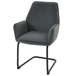 Decoshop26 Chaise de salle à manger avec accoudoirs assise en tissu gris foncé 04_0006297