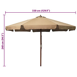 Acheter vidaXL Parasol d'extérieur avec mât en bois 330 cm Taupe