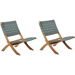 Beau Rivage Lot de 2 fauteuils de jardin VERONE en bois d'acacia FSC et corde - coloris vert