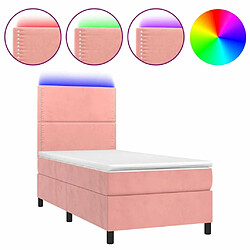 Sommier à lattes LED,Cadre à lattes de lit avec matelas pour Adulte Rose 90x200 cm Velours -MN11163