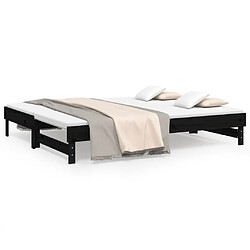 vidaXL Lit coulissant sans matelas noir 2x(90x200) cm