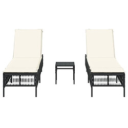 Avis vidaXL Chaises longues lot de 2 avec table noir résine tressée