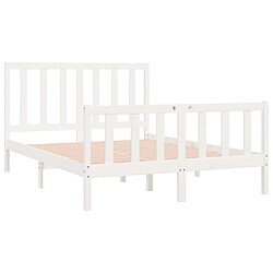 Avis vidaXL Cadre de lit sans matelas blanc 140x190 cm bois massif