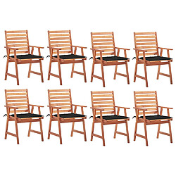 vidaXL Chaises à manger d'extérieur lot de 8 et coussins Acacia massif