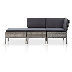 Maison Chic Salon de jardin 3 pcs avec coussins | Ensemble de Table et chaises | Mobilier d'Extérieur Résine tressée Gris -GKD80397