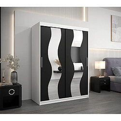 Abiks Meble Armoire Sewilla à portes coulissantes 200/150/62 2 portes (blanc/noir)