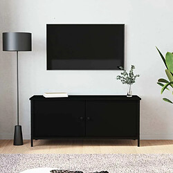 Maison Chic Meuble TV scandinave - Banc TV pour salon avec portes noir 102x35x45 cm bois d'ingénierie -MN83892