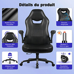 Acheter Lexzurn Chaise Gaming Inclinable 135° Accoudoirs Pliables et Hauteur Fauteuil Gaming Ergonomique Noir