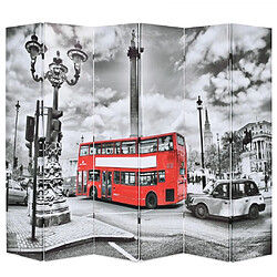 Maison Chic Paravent/Cloison de séparation 228 x 170 cm Bus londonien Noir et blanc -MN58361