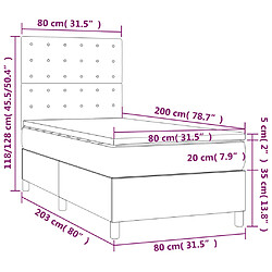 vidaXL Sommier à lattes de lit et matelas et LED Gris clair 80x200 cm pas cher