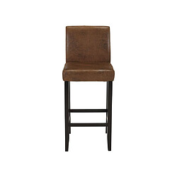 Avis Vente-Unique Lot de 2 tabourets de bar SANTOS - Microfibre aspect cuir vieilli - Pieds bois foncé