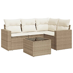 Maison Chic Salon de jardin avec coussins 5 pcs | Ensemble de Table et chaises | Mobilier d'Extérieur beige résine tressée -GKD50810