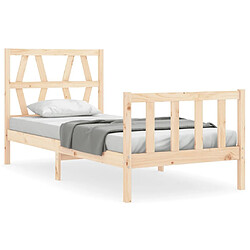 Maison Chic Cadre/structure de lit avec tête de lit pour adulte - Lit Moderne Chambre 90x200 cm bois massif -MN42186