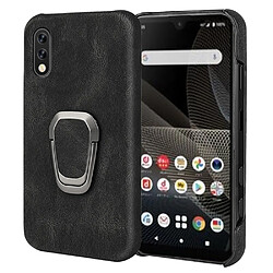 Coque en TPU + PU antichoc, anti-rayures avec béquille à anneau rotatif noir pour votre Sony Xperia Ace 2