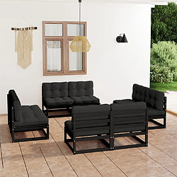 vidaXL Salon de jardin 8 pcs avec coussins Bois de pin massif