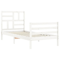 Maison Chic Lit adulte - Cadre Structure de lit avec tête de lit Contemporain blanc 90x200 cm bois massif -MN32032 pas cher