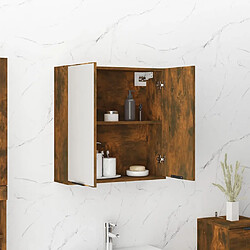 Avis vidaXL Armoire à miroir de salle de bain Chêne fumé 64x20x67 cm