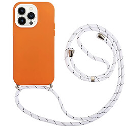 Coque en TPU anti-rayures, anti-chutte avec lanière pour votre iPhone 14 Pro Max - orange