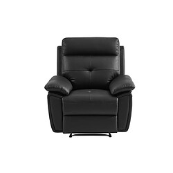 Avis Vente-Unique Fauteuil relax en cuir noir VINETA