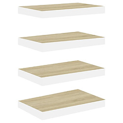 vidaXL Étagères flottantes 4 pcs Chêne et blanc 40x23x3,8 cm MDF