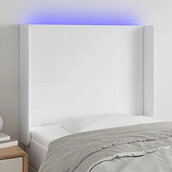 Maison Chic Tête de lit scandinave à LED,meuble de chambre Blanc 93x16x118/128 cm Similicuir -MN91881