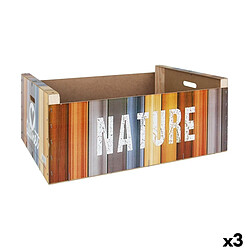 Boîte de rangement Confortime Nature Bois Multicouleur 58 x 39 x 21 cm (3 Unités)