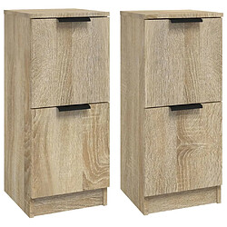 vidaXL Buffets 2 pcs Chêne Sonoma 30x30x70 cm Bois d'ingénierie