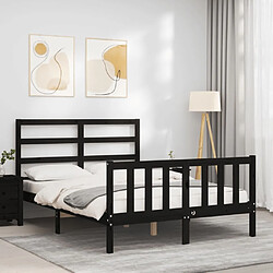 Acheter Maison Chic Lit adulte - Cadre Structure de lit avec tête de lit Contemporain noir 120x200 cm bois massif -MN81975