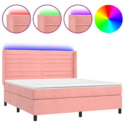 vidaXL Sommier à lattes de lit matelas et LED Rose 160x200 cm Velours