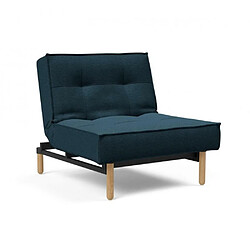 Inside 75 INNOVATION LIVING Fauteuil SPLITBACK STEM convertible lit 90*115 cm pieds obus naturel tissu Argus Navy Blue