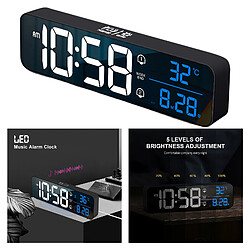 Avis Miroir De Chevet Music Digital Clock LED Avec Température 2 Alarmes Noir