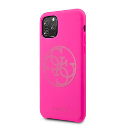 Guess Maroquinerie Coque pour iPhone 11 Pro - Guess Silicone - Rose Logo