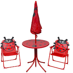 vidaXL Jeu de bistro avec parasol pour enfants 3 pcs Rouge