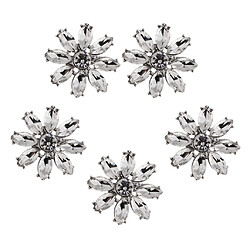 5 Pièces Fleur Alliage Strass Boutons En Verre Boutons Accessoire Rouge