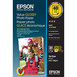 Epson Value Glossy Photo Paper - 10x15cm - 2x 20 Feuilles (BOGOF)