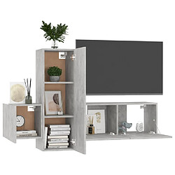 Avis Maison Chic Ensemble de meubles TV 3 pcs | Banc TV Moderne pour salon | Meuble de Rangement - Gris béton Aggloméré -MN45613