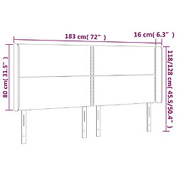 Acheter vidaXL Tête de lit avec oreilles Gris foncé 183x16x118/128 cm Tissu