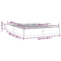 vidaXL Cadre de lit sans matelas bois massif 120x200 cm pas cher