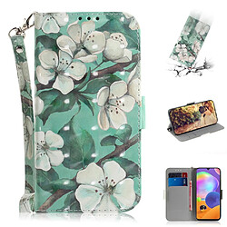 Etui en PU impression de motif décor spot lumineux belles fleurs pour votre Samsung Galaxy A31