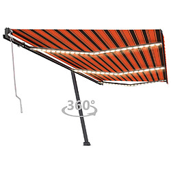 Maison Chic Auvent automatique | Store banne extérieur | Marquise capteur de vent LED 600x300 cm Orange marron -MN58227