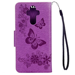 Avis Wewoo Housse Étui Violet pour Huawei Mate 9 papillons gaufrage en cuir flip horizontal avec support & Slots de cartes Portefeuille & Longe