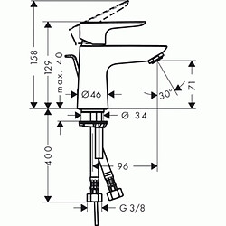 mitigeur de lavabo - coolstart hg talis e 80 - hansgrohe 71703000