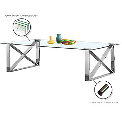 Vivenla Table de salle à manger design plateau en miroir avec piètement en acier inoxydable poli collection COSTA L. 200 x P. 100 x H. 75 cm pas cher