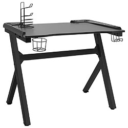 Helloshop26 Bureau table poste de travail meuble d'ordinateur informatique étude de jeu à LED en forme de Y 110 x 60 x 75 cm noir 02_0023776