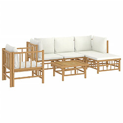 Avis Maison Chic Salon de jardin 6 pcs + coussins - Mobilier/Meubles de jardin - Table et chaises d'extérieur blanc crème bambou -MN31104