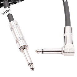 vhbw 3m Câble de guitare Jack AUX 6,35mm compatible avec tous les appareils ayant une interface audio - Câble audio Jack 6,35 mm, droit-coudé, tressé